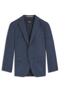 Blazer slim fit de tejido elástico estampado, Azul oscuro