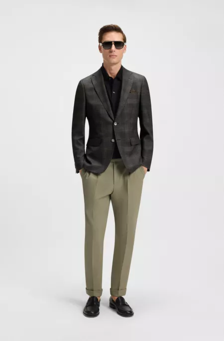Slim-fit blazer in checked virgin wool