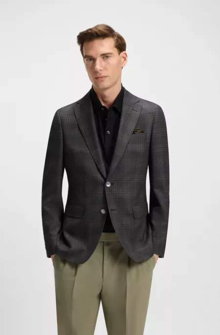 Slim-fit blazer in checked virgin wool