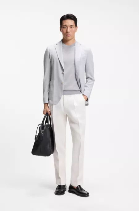 Slim-fit blazer in a houndstooth cotton blend