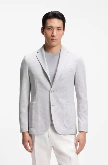 Slim-fit blazer in a houndstooth cotton blend