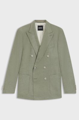 Slim-fit blazer in patterned stretch cloth, Green