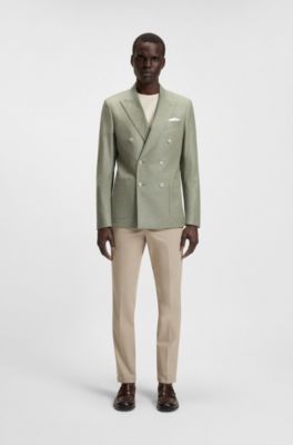 Slim-fit blazer in patterned stretch cloth, Green