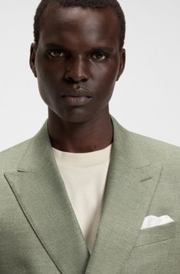 Slim-fit blazer in patterned stretch cloth, Green