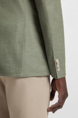 Slim-fit blazer in patterned stretch cloth, Green