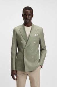 Slim-fit blazer in patterned stretch cloth, Green