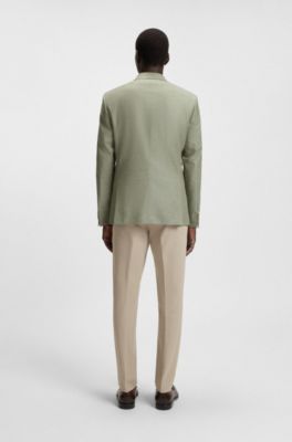 Blazer slim fit in tessuto elasticizzato a motivi, Verde