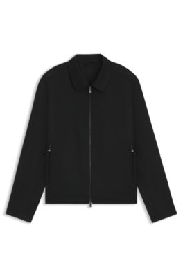Slim-fit jacket in virgin-wool serge, Black