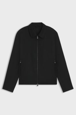 Slim-fit jacket in virgin-wool serge, Black