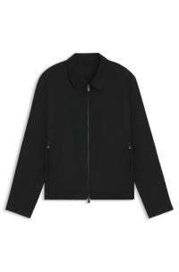 Slim-fit jacket in virgin-wool serge, Black