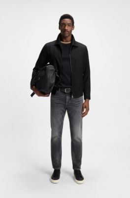 Slim-fit jacket in virgin-wool serge, Black