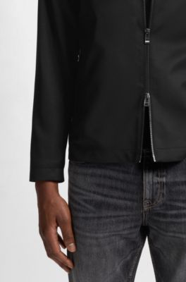 Slim-Fit Sakko aus Schurwoll-Serge, Schwarz