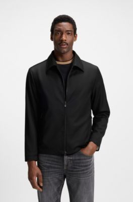 Slim-fit jacket in virgin-wool serge, Black