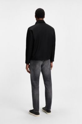 Slim-Fit Sakko aus Schurwoll-Serge, Schwarz