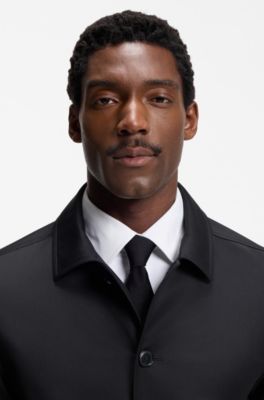 Relaxed-fit overshirt in virgin-wool serge, Black