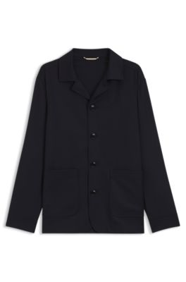 Relaxed-fit overshirt in virgin-wool serge, Dark Blue