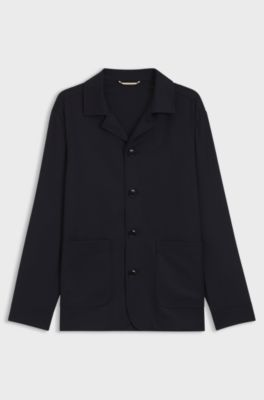 Relaxed-fit overshirt in virgin-wool serge, Dark Blue