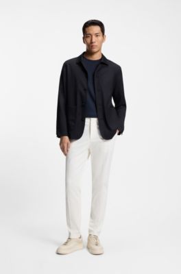 Relaxed-fit overshirt in virgin-wool serge, Dark Blue