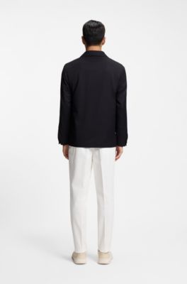 Relaxed-fit overshirt in virgin-wool serge, Dark Blue