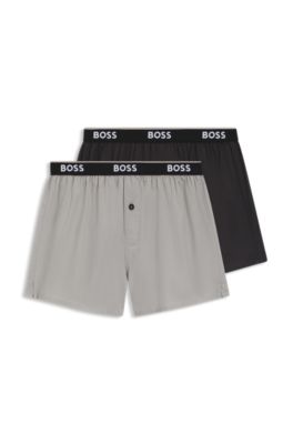 Zweierpack Pyjama-Shorts aus Baumwolle, Schwarz / Grau