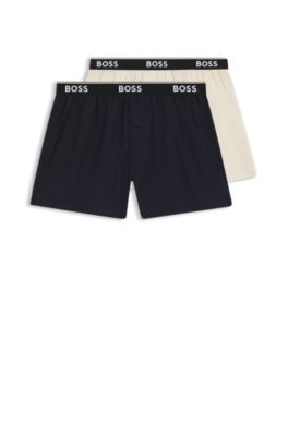 Two-pack of pyjama shorts in cotton, Black / Beige