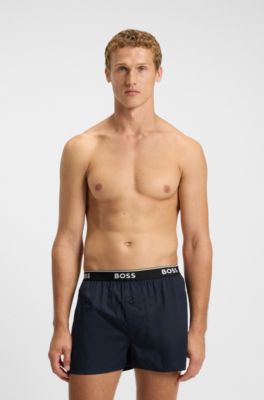 Logo-waistband pajama bottoms in soft cotton, Blue