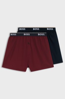 Bas de pyjama en coton doux avec taille logot&eacute;e, Noir / Rouge