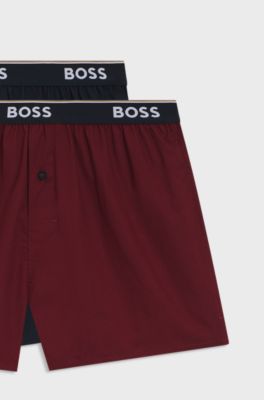 Logo-waistband pajama bottoms in soft cotton, Black / Red