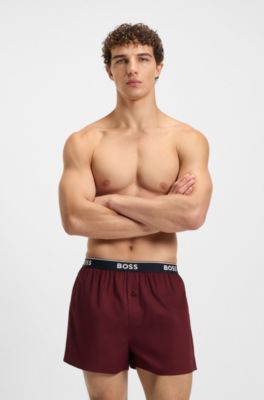 Set van twee katoenen pyjamashorts, Zwart / rood