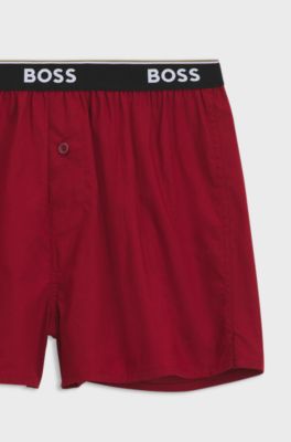 Pyjamabroek met logotailleband van zacht katoen, Rood