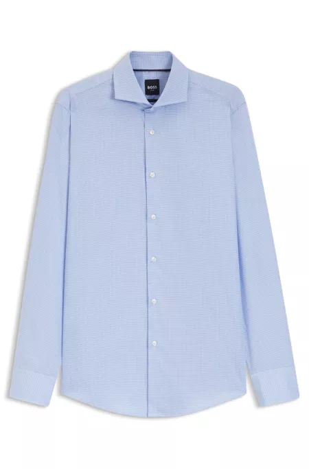 Slim-fit shirt in micro-patterned cotton twill