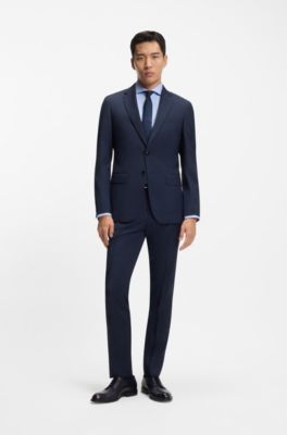 Slim-fit shirt in micro-patterned cotton twill, Light Blue