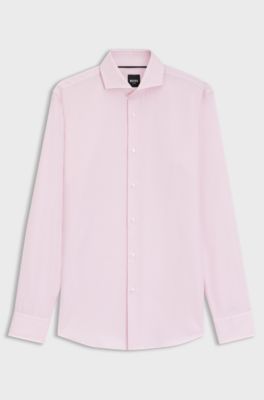 Slim-fit shirt in micro-patterned cotton twill, Light Pink