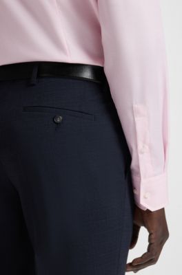 Slim-fit shirt in micro-patterned cotton twill, Light Pink