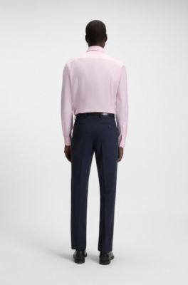 Slim-fit shirt in micro-patterned cotton twill, light pink