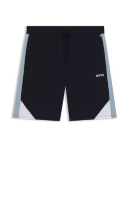 Cotton-blend pyjama shorts with contrast panels 1