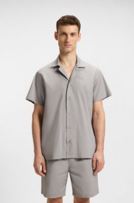 Poplin pyjamas with embroidered logos, Light Grey