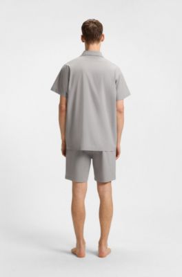 자수 로고 포플린 파자마, 라이트 그레이