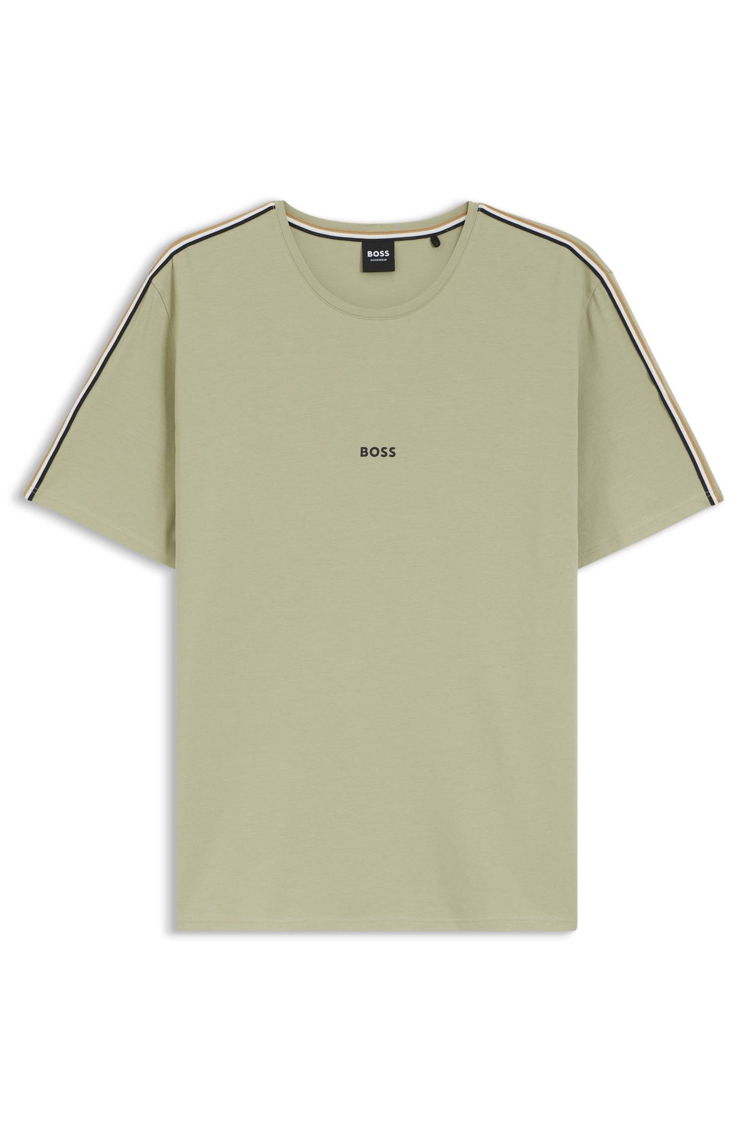 Boss Stretch-cotton pyjama top with signature-stripe tape pyjamas & nattlinnen herr – bild 4