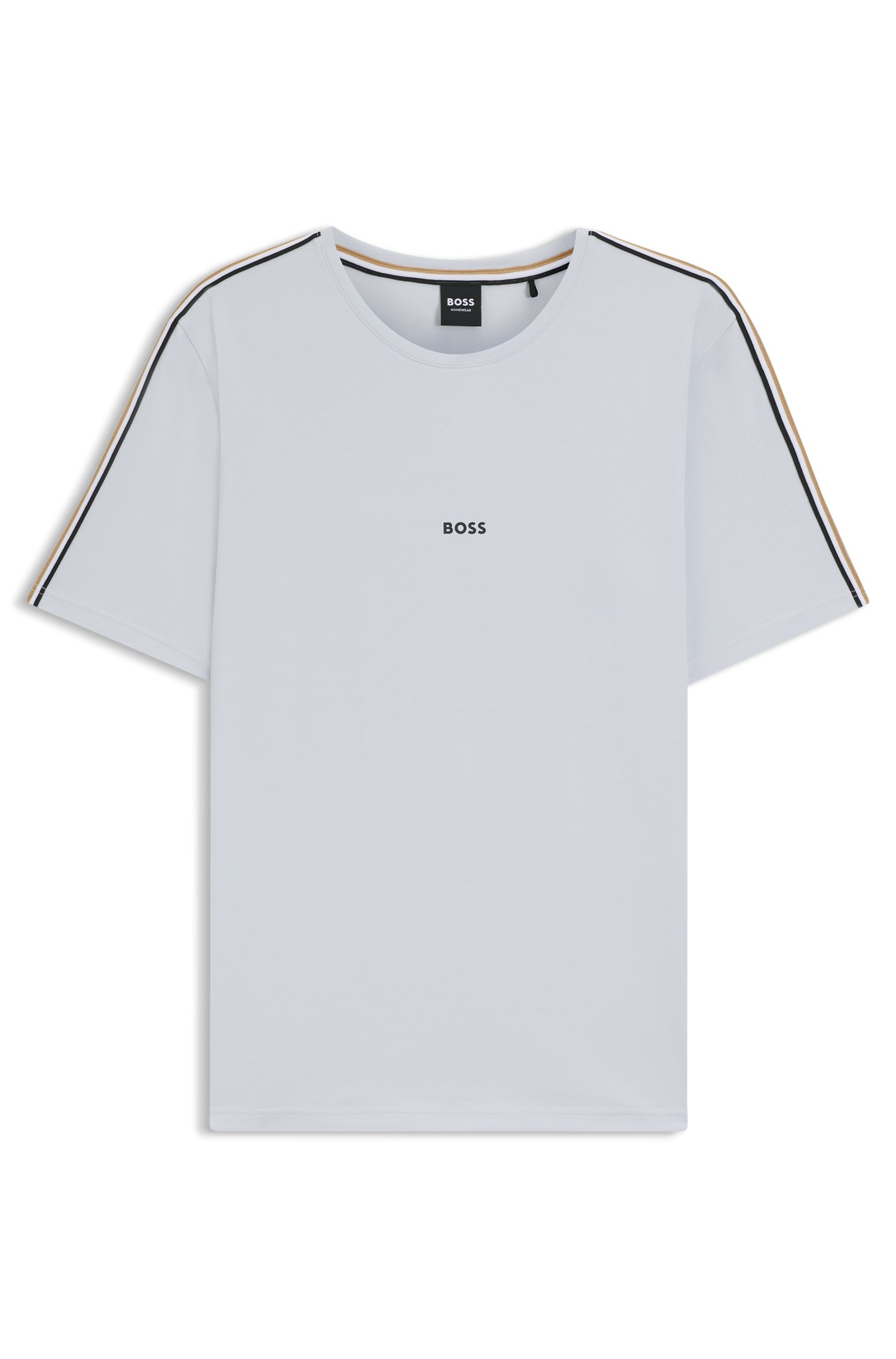 Boss Stretch-cotton pyjama top with signature-stripe tape
