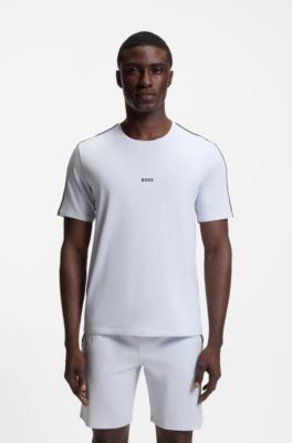 Pyjama-T-Shirt aus Stretch-Baumwolle mit Signature-Streifen-Tape, Flieder