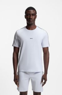 Stretch-cotton pyjama T-shirt with signature-stripe tape, Light Purple