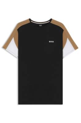 Cotton-blend pyjama T-shirt with contrast panels 1