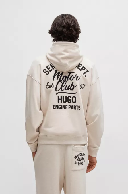 Cotton-terry hoodie with embroidered artwork