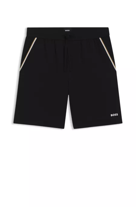 Stretch-cotton pyjama shorts with signature-stripe tape
