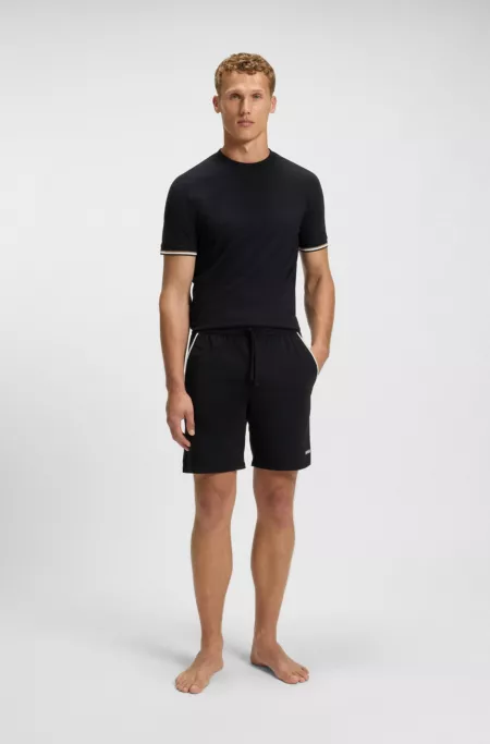 Stretch-cotton pyjama shorts with tape trims