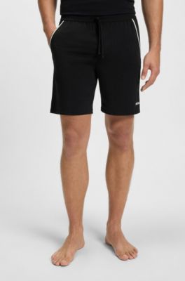 Bermuda del pigiama in cotone elasticizzato con dettagli nastrati, Nero