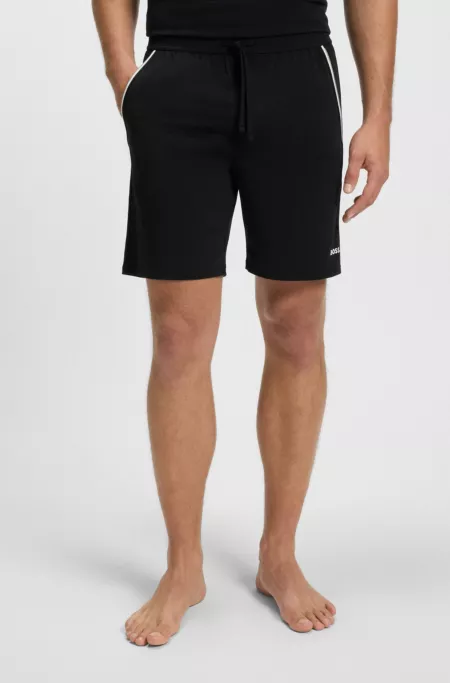 Stretch-cotton pyjama shorts with tape trims