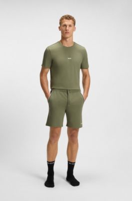 Stretch-cotton pyjama shorts with signature-stripe tape, Green