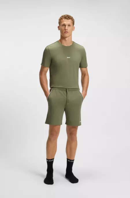 Stretch-cotton pyjama shorts with tape trims